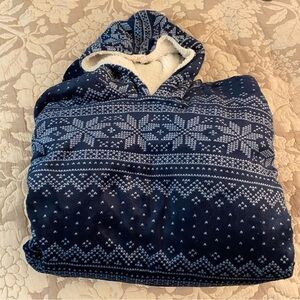 Navy and white winter blanket lined hoodie